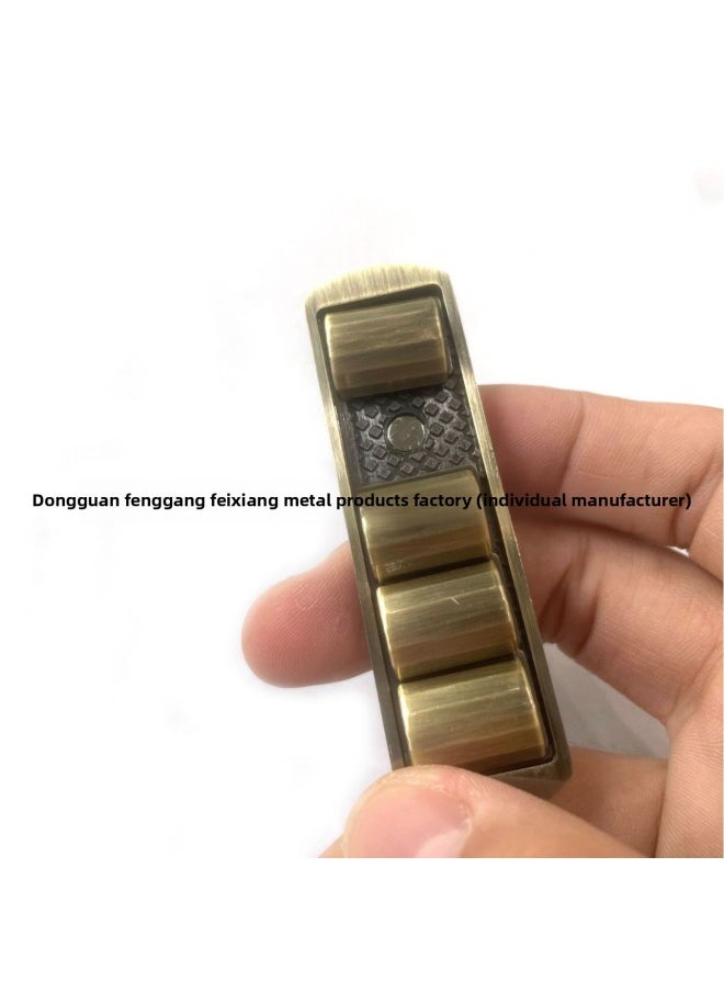 null - EDC Metal Pap Card Push Card Decompression Toy Carry-on Push Card Mini Pea Pod Bronze-Color:Gold - Image 1