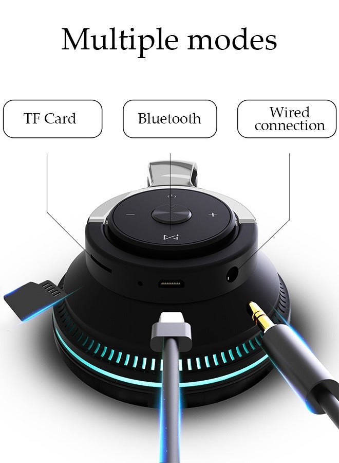 DUNISO Bluetooth Headphones With 7 Colors Light Over Ear Wireless Gaming Headphones with HiFi Stereo Headphones with Microphone and Soft Earpads for Cellphone PC Home Office - Image 4