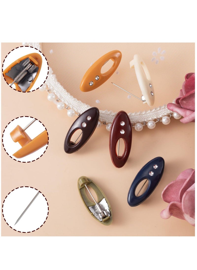 36Pcs Hijab Pins, Assorted Scarf Safety Pins, Brooch Pins Scarf Pins Clips Safety Locking Baby Cloth Nappy Pin for Women Muslim Scarf Clothing(Hollow Mixed Color with Rhinestone) - Image 3