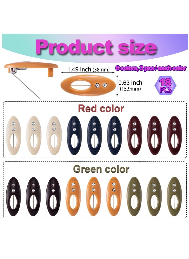 36Pcs Hijab Pins, Assorted Scarf Safety Pins, Brooch Pins Scarf Pins Clips Safety Locking Baby Cloth Nappy Pin for Women Muslim Scarf Clothing(Hollow Mixed Color with Rhinestone) - Image 1