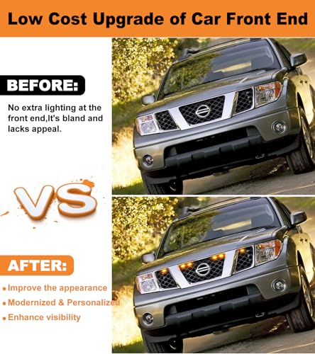 SDPVorn Grill Lights for Nissan Frontier Pathfinder 2005 2006 2007 2008 LED Grill Lights Front Grille Light for 2rd Gen Frontier Accessories 6Pcs (Yellow) - Image 2