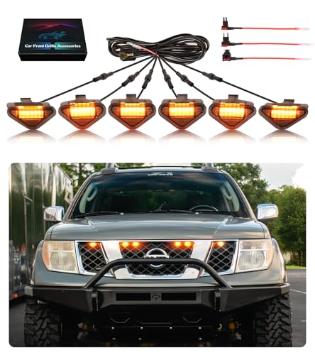 SDPVorn Grill Lights for Nissan Frontier Pathfinder 2005 2006 2007 2008 LED Grill Lights Front Grille Light for 2rd Gen Frontier Accessories 6Pcs (Yellow) - Image 1