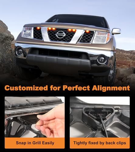 SDPVorn Grill Lights for Nissan Frontier Pathfinder 2005 2006 2007 2008 LED Grill Lights Front Grille Light for 2rd Gen Frontier Accessories 6Pcs (Yellow) - Image 4
