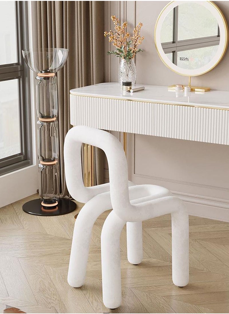 Merry Moments Bold Chair Makeup Seat Dressing Stool Footrest Ladies Stool Girl Chairs Lounge Chair for Bedroom Living Dining Retail Metal Structure Polyurethane Foam Textile White Cover H79xW39xL53 cm  - Image 1