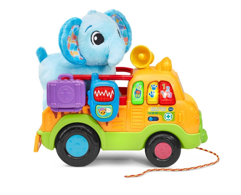 VTech Learn & Rescue Elephant Truck | Interactive Pull-Along Rescue Vehicle with Plush Elephant | Lights, Music & Role-Play Learning | Toddler Toy for Ages 12–36 Months - Image 2