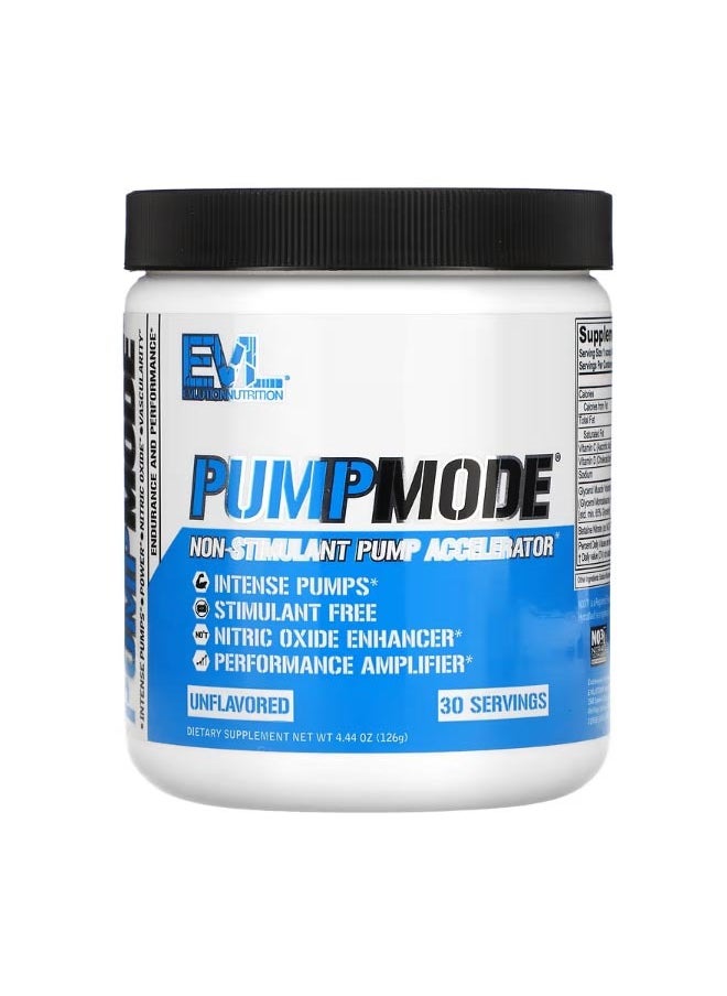 EVLUTION NUTRITION PumpMode  Non Stimulant Pump Accelerator Unflavored 4.44 oz 126 g  - Image 1