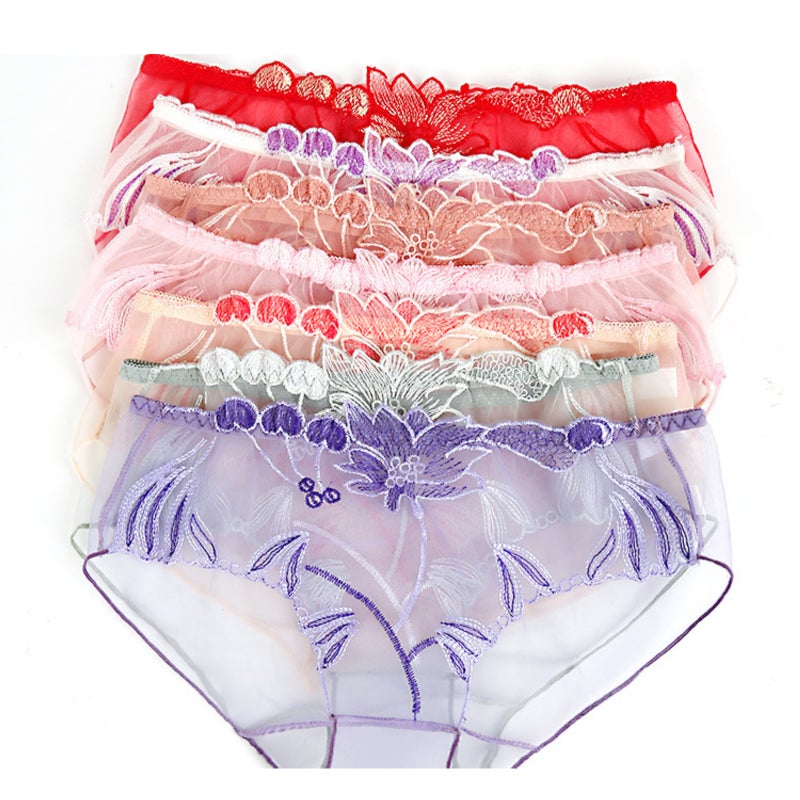Women's underwear with lace edges, mesh embroidery, lightweight, comfortable, transparent, and breathable. - Image 3