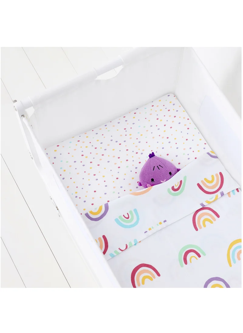 Snuz 3 Pieces Crib Bedding Set For Infant And Baby, Bundle, 100% Soft Jersey Cotton , 1X Blanket , 2 Xcrib Sheets, Fitted Sheet Size:44 X 80Cm (Max.), Blanket Size: 75 X 75Cm - Rainbow