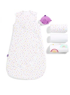 Snuz 3 Pieces Crib Bedding Set For Infant And Baby, Bundle, 100% Soft Jersey Cotton , 1X Blanket , 2 Xcrib Sheets, Fitted Sheet Size:44 X 80Cm (Max.), Blanket Size: 75 X 75Cm - Rainbow  - Image 4