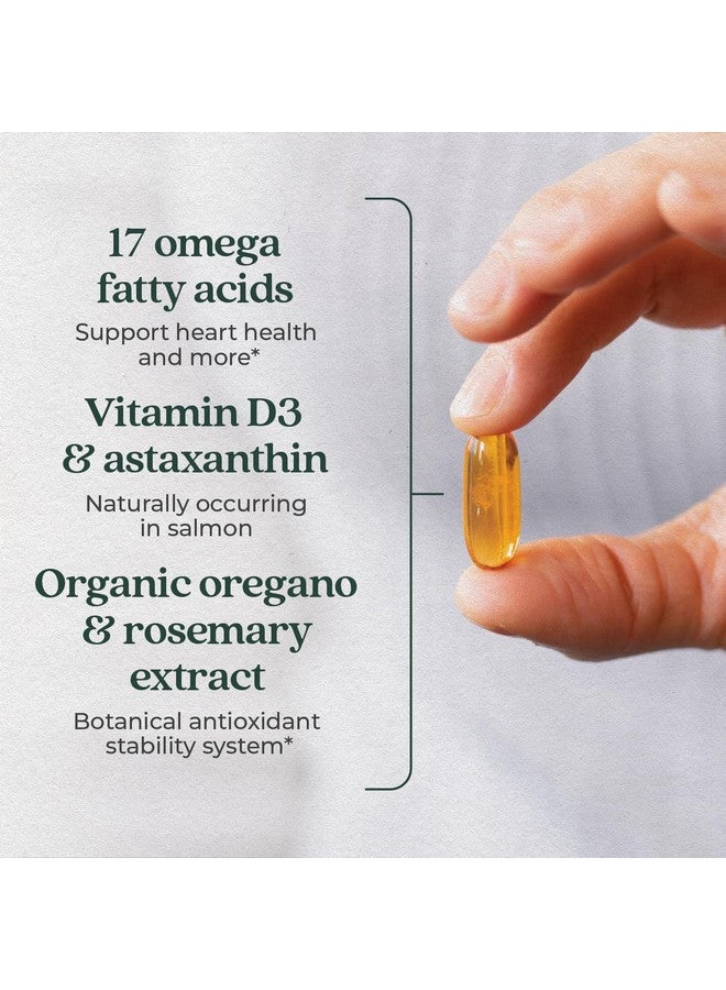 New Chapter New Chapter Wholemega Fish Oil Supplement - Wild Alaskan Salmon Oil with Omega-3 + Vitamin D3 + Astaxanthin + Sustainably Caught - 60 ct, 1000mg Softgels  - Image 2