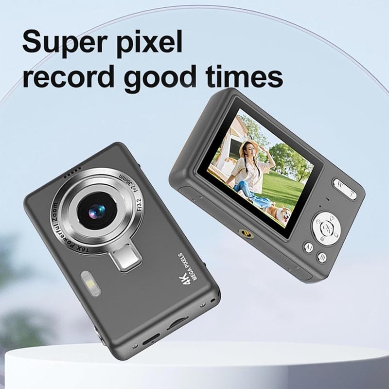 48MP Digital Camera with 4 Inch Screen 16x Zoom 1080p Vlogging Gray 32GB Card - Image 5