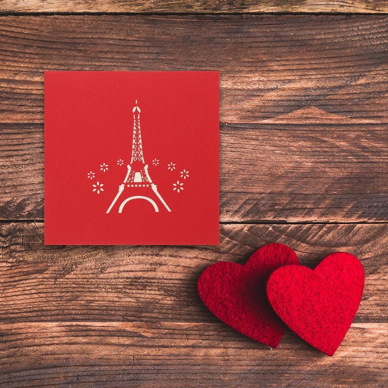PRETYZOOM 3D Luminous Eiffel Tower Birthday Greeting Card with Music, Glowing Three-Dimensional Birthday Blessing Card for Festival and Celebration - Image 3