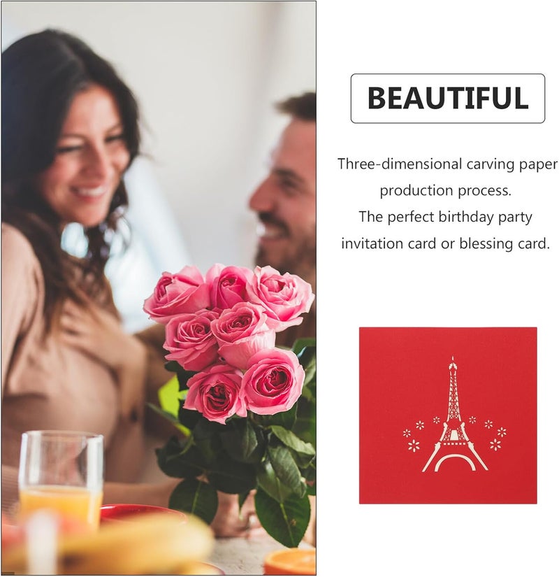 PRETYZOOM 3D Luminous Eiffel Tower Birthday Greeting Card with Music, Glowing Three-Dimensional Birthday Blessing Card for Festival and Celebration - Image 5