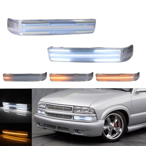 Tonsya For 19982004 Chevy S10 Pickup19982005 Chevy Blazer 19982004 GMC Sonoma Front Parking turn signal lights Clear Lens AmberWhite GM2521162 GM2520162 15098267 15098268 - Image 1
