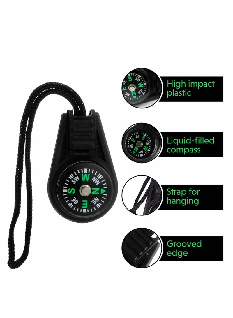 Generic Mini Survival Compass, 10 Pcs Pocket Compass with Chain Outdoor Camping Hiking Liquid Filled Mini Compass Keychains - Image 2