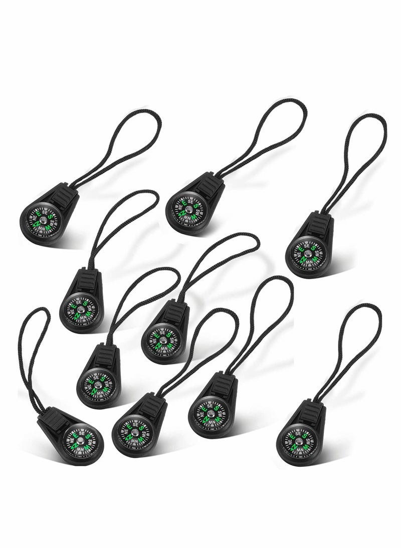 Generic Mini Survival Compass, 10 Pcs Pocket Compass with Chain Outdoor Camping Hiking Liquid Filled Mini Compass Keychains - Image 1