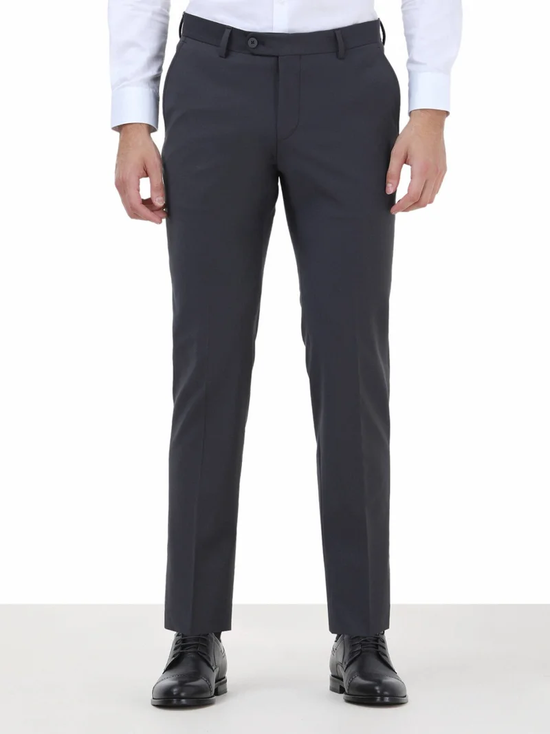 كيب Anthracite Plain Woven Fitted Fit Classic Wool Blend Trousers