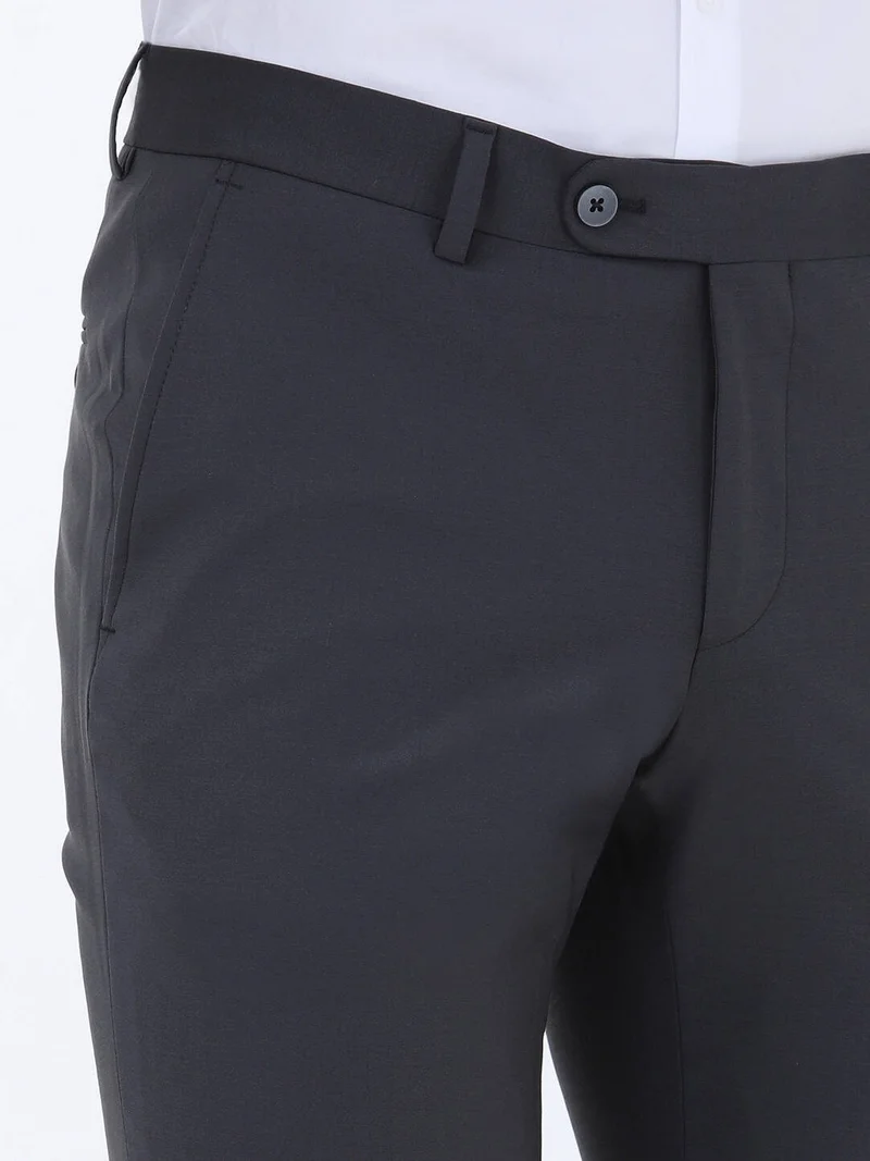 كيب Anthracite Plain Woven Fitted Fit Classic Wool Blend Trousers