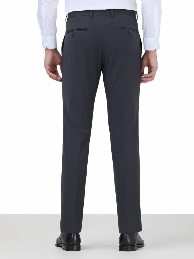 كيب Anthracite Plain Woven Fitted Fit Classic Wool Blend Trousers