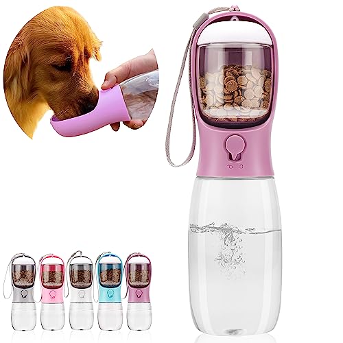 AVELORA Dog Water Bottle with Food Container, Portable Leak Proof Pet Water Dispenser for Walking Hiking Travel, Puppy Essentials Accessories for Small Large Dogs, Dog Gifts (10oz/15oz/19oz) - Image 1
