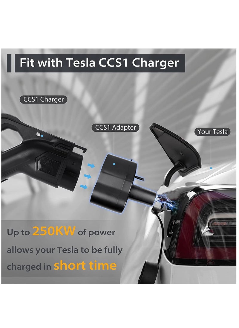 CCS1 Charger Adapter for Tesla Model 3, Y, X, S, Max 250 KW/ 250A for DC Fast Charging with Portable Protective Case, Secure Connection with Level 3 Fast Charging Station with CCS Plug