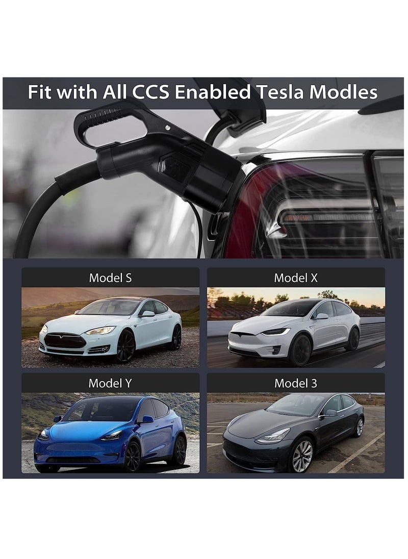 CCS1 Charger Adapter for Tesla Model 3, Y, X, S, Max 250 KW/ 250A for DC Fast Charging with Portable Protective Case, Secure Connection with Level 3 Fast Charging Station with CCS Plug