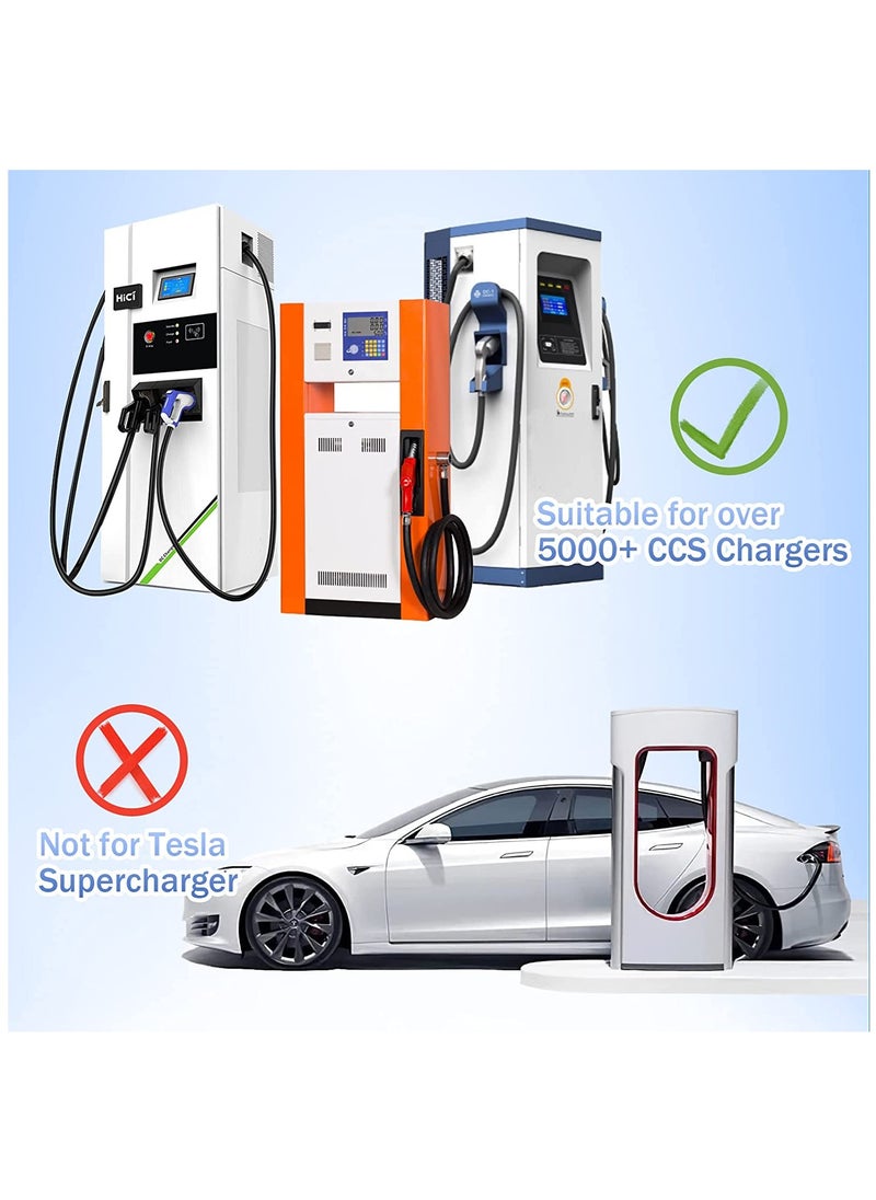 CCS1 Charger Adapter for Tesla Model 3, Y, X, S, Max 250 KW/ 250A for DC Fast Charging with Portable Protective Case, Secure Connection with Level 3 Fast Charging Station with CCS Plug