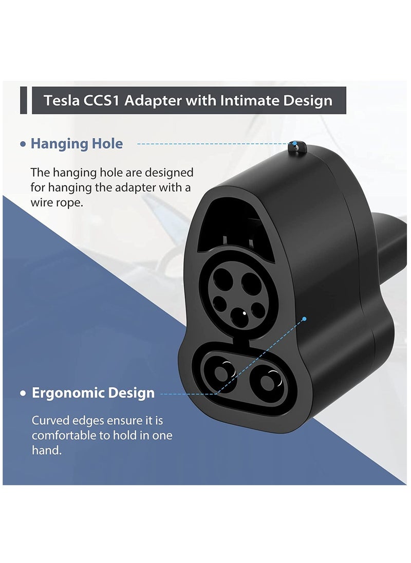 CCS1 Charger Adapter for Tesla Model 3, Y, X, S, Max 250 KW/ 250A for DC Fast Charging with Portable Protective Case, Secure Connection with Level 3 Fast Charging Station with CCS Plug