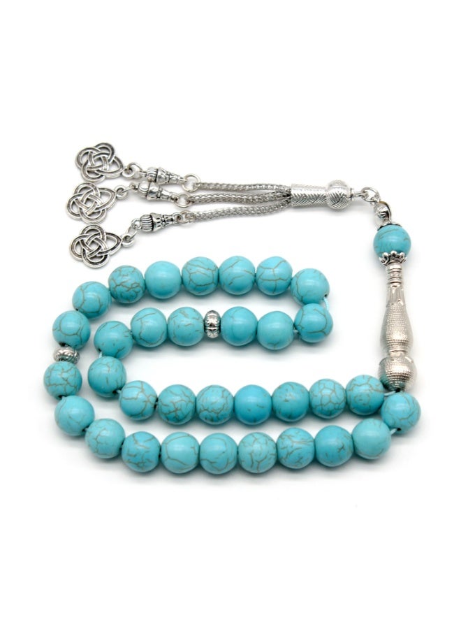 33 Natural Turquoise Muslim Prayer Beads, Tasbih Beads Handmade-10mm - Image 1
