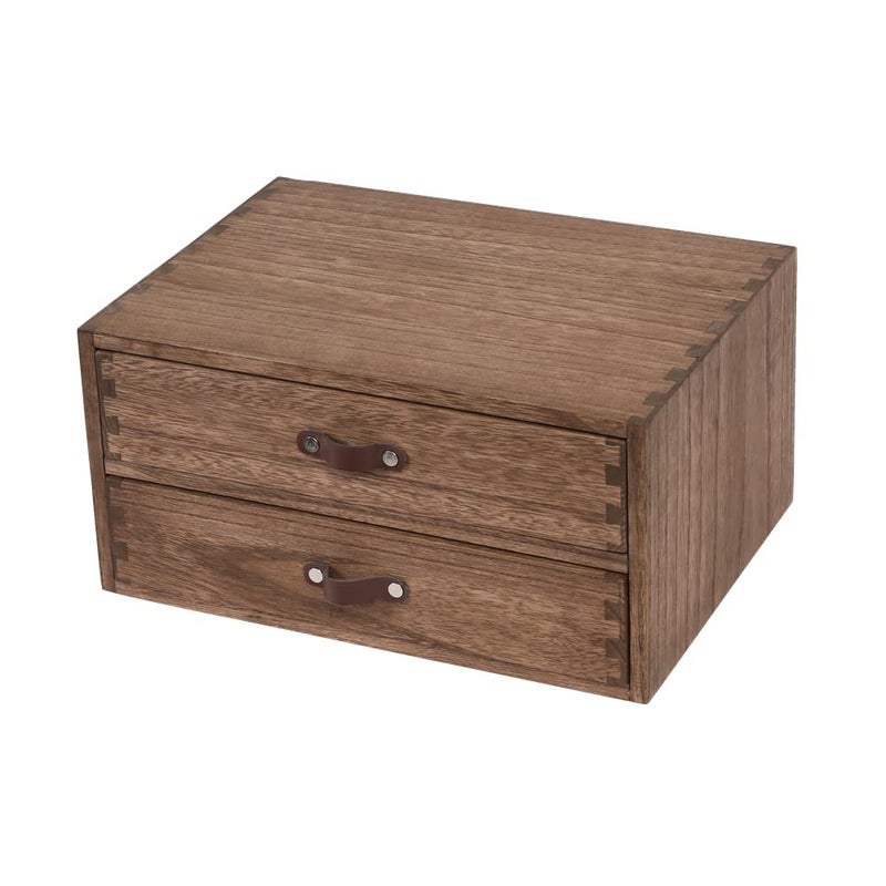 DDYURI Wood 2 Drawer Desktop Organizer Cabinet - Desk Storage Box for Kitchen Counter,Dresser Tabletop -Wooden File Organizer Printer Machine Stand for Office Accessories Chest Dark (FAX2C-DKï¼‰ - Image 1