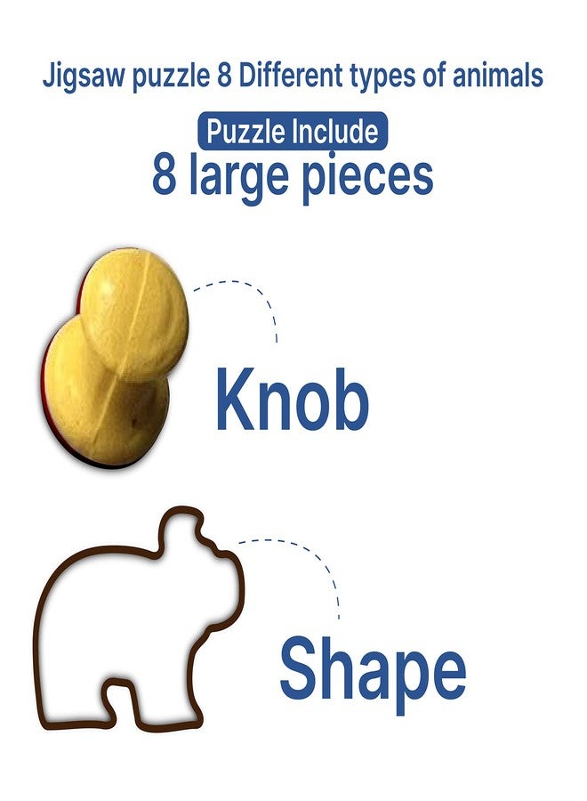 YaYplay Yay Play Educational Toys for 3 Year Old - Wooden Animals Pegboard Knob Puzzle | Durable, Vivid Print Shape Puzzles for Kids for Age 2 | Easy to Grab 2 Years Kids Activity Toys - Image 3