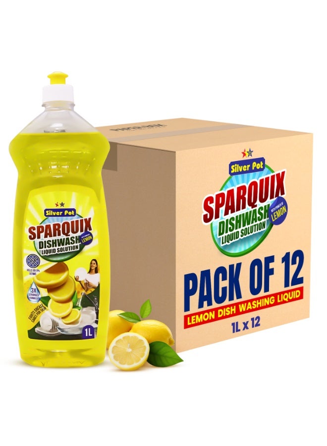 Silver Pot سائل غسيل الصحون بالليمون من سيلفر بوت 1 لتر - عبوة من 12 - Image 1