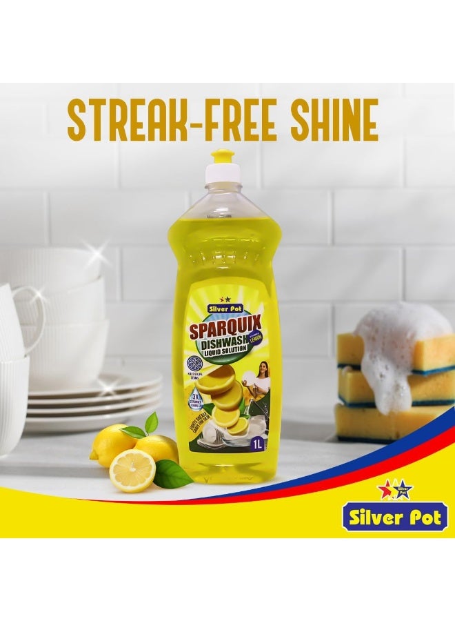 Silver Pot سائل غسيل الصحون بالليمون من سيلفر بوت 1 لتر - عبوة من 12 - Image 2