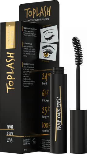 Toplash Extra Ebony Mascara with Keratin Panthenol and Vitamin E