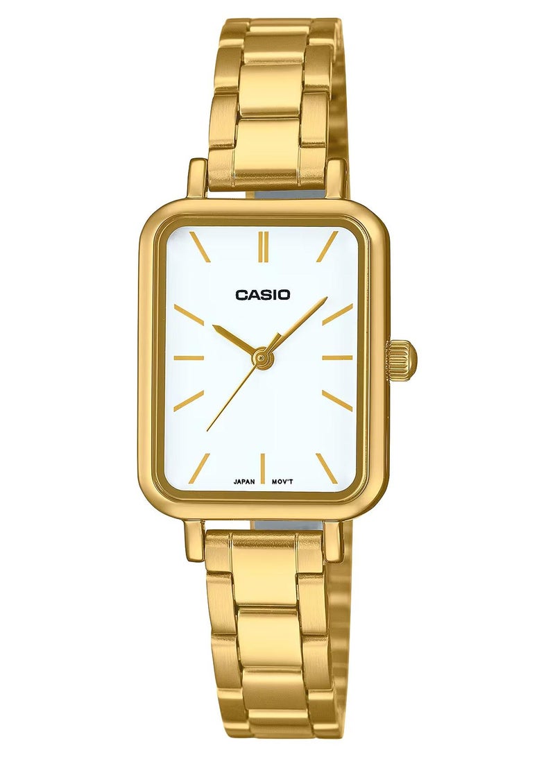 CASIO ساعة كاسيو جنرال LTP-V009G-7E للنساء بسوار من الستانلس ستيل باللون الذهبي