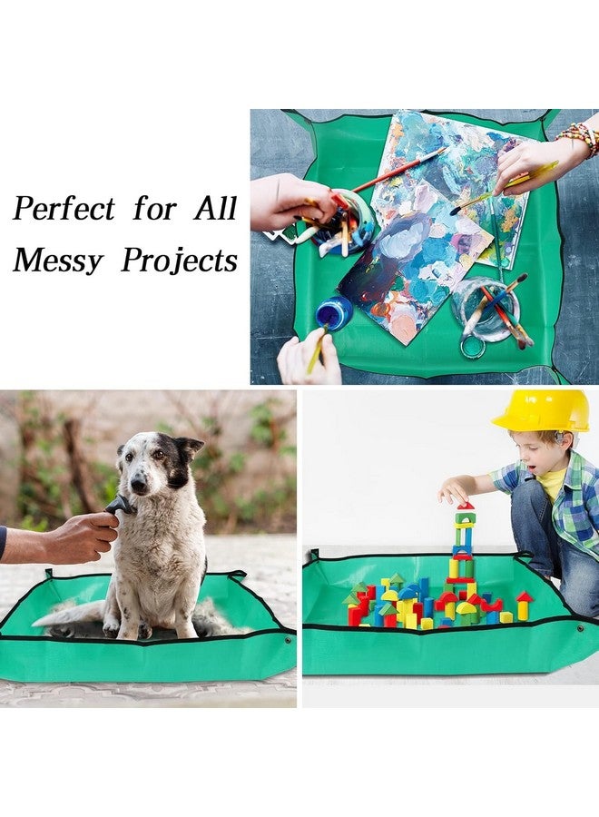 DHVSAM 100*100CM Gardening Mat for Indoor Bonsai Succulent Plant Care Waterproof and Foladable PE Garden Mat for Watering Grassland Balcony Nursery Potting and Transplanting Mat Plant Seedling Green - Image 5