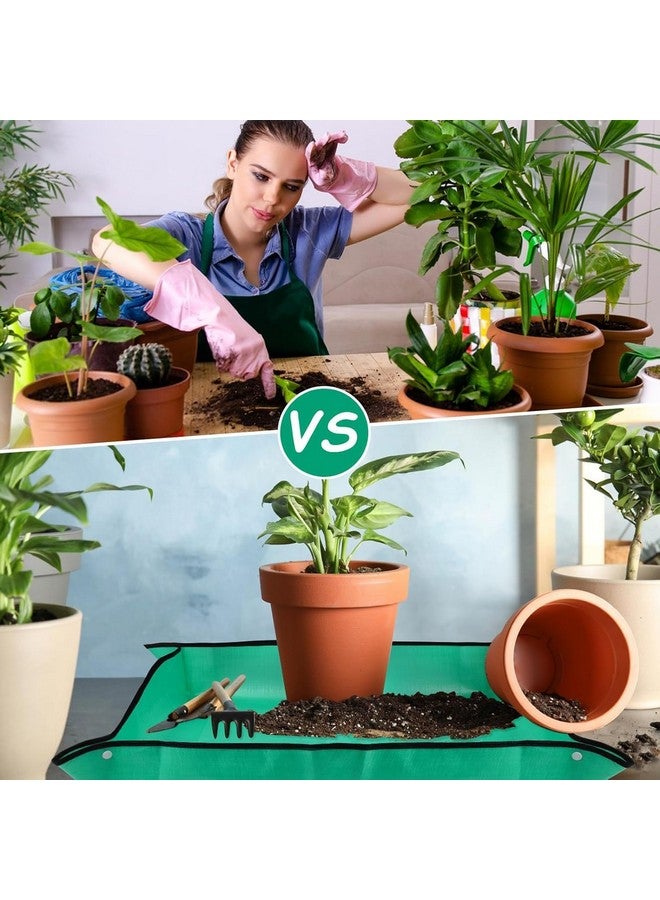 DHVSAM 100*100CM Gardening Mat for Indoor Bonsai Succulent Plant Care Waterproof and Foladable PE Garden Mat for Watering Grassland Balcony Nursery Potting and Transplanting Mat Plant Seedling Green - Image 4