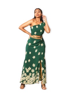 CH Glamstore One Shoulder Floral Crop Top and Maxi Skirt Set  - Image 1