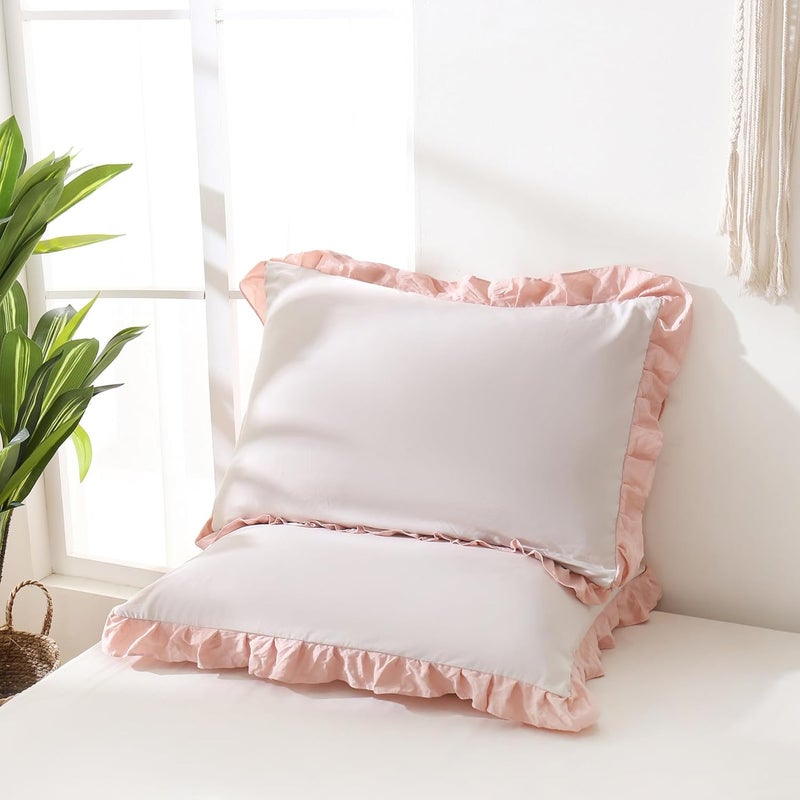 Merryword غطاء وسادة بلون أبيض، مقاس 20×54 بوصة، تصميم شيك وأنيق، غطاء وسادة لطيف (لون أبيض) - Image 3