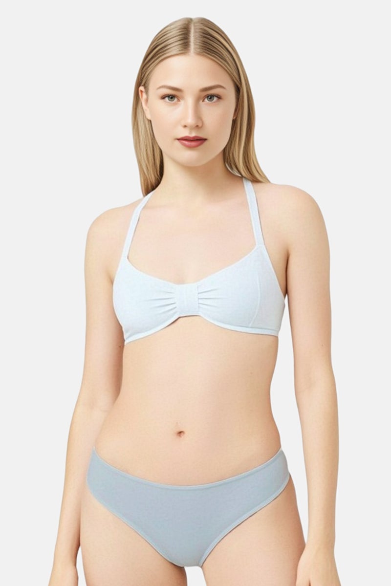 Pull & Bear Women Plain Bikini Bottom, Light Blue - Image 1