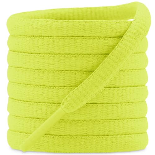 DELELE 2Pair Oval Shoes laces 42 Colors Half Round 1/4" Athletic ShoeLaces for Sport/Running Shoes Shoe Strings Fluorescent Yellow -45 inch - Image 1