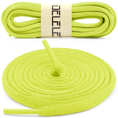 DELELE 2Pair Oval Shoes laces 42 Colors Half Round 1/4" Athletic ShoeLaces for Sport/Running Shoes Shoe Strings Fluorescent Yellow -45 inch - Image 2