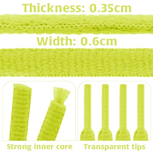 DELELE 2Pair Oval Shoes laces 42 Colors Half Round 1/4" Athletic ShoeLaces for Sport/Running Shoes Shoe Strings Fluorescent Yellow -45 inch - Image 3