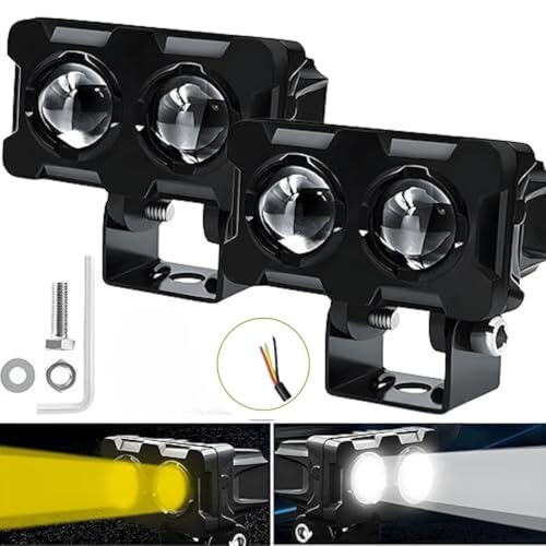 Autozap Motorcycle LED Fog Lamp Two Lens White, Yellow 3 Wire Fog Lamp Car, Motorbike LED (12 V, 40 W) (Universal For Bike, Universal For Car, Pack of 2)(3 MONTHS WARRANTY) - Image 1