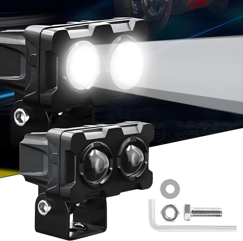 Autozap Motorcycle LED Fog Lamp Two Lens White, Yellow 3 Wire Fog Lamp Car, Motorbike LED (12 V, 40 W) (Universal For Bike, Universal For Car, Pack of 2)(3 MONTHS WARRANTY) - Image 3