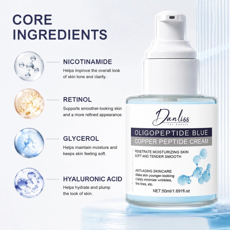 Danliss Oligopeptide Copper Peptide Repair Cream 50ml: Copper peptides deeply moisturize, firm, reduce wrinkles, and fight aging - Image 2