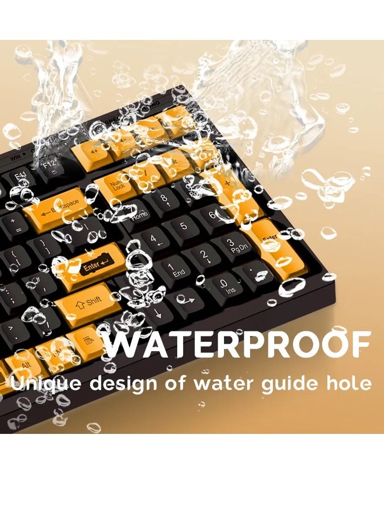 ماركة غير محددة - لوحة مفاتيح وسائط متعددة صامتة K-906 - مقاومة للماء، سلكية، USB، مريحة، لوحة مفاتيح QWERTY - إضاءة خلفية LED بيضاء - للألعاب / الأعمال / الكمبيوتر الشخصي / ماك / ويندوز | (مفتاح عربي / إنجليزي) - Image 1