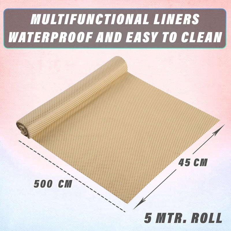 Kuber Industries Kuber Industries Shelf Liner 5 MTR PVC Kitchen Drawer Liner Cupboard Covers for Shelves Wardrobe Sheet For Kitchen DotDesign Golden - Image 3