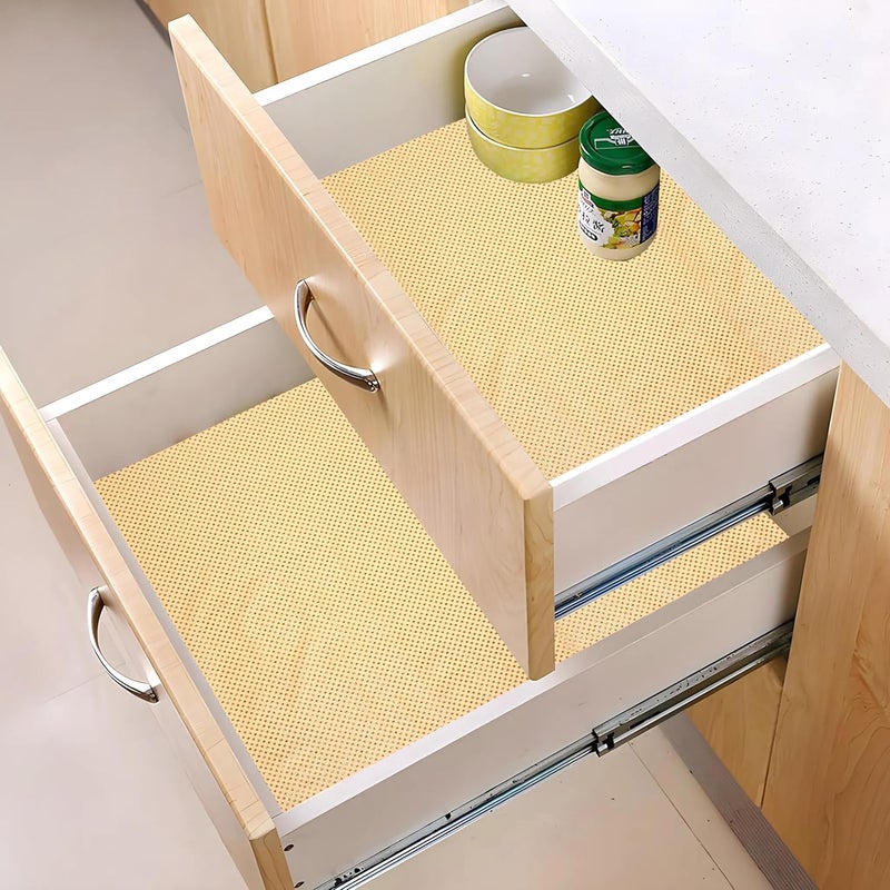 Kuber Industries Kuber Industries Shelf Liner 5 MTR PVC Kitchen Drawer Liner Cupboard Covers for Shelves Wardrobe Sheet For Kitchen DotDesign Golden - Image 4