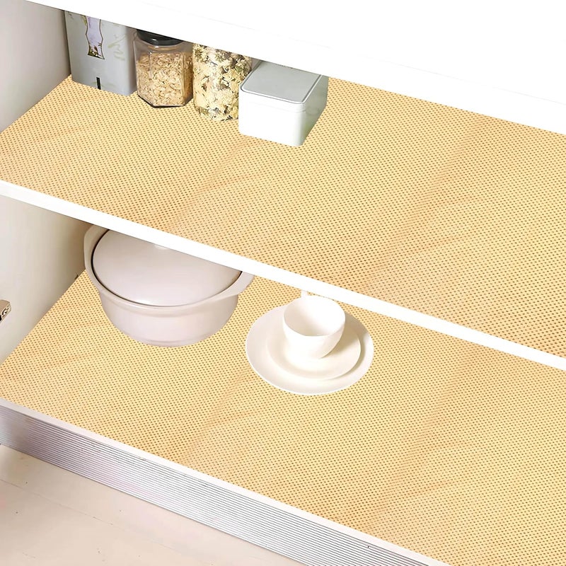 Kuber Industries Kuber Industries Shelf Liner 5 MTR PVC Kitchen Drawer Liner Cupboard Covers for Shelves Wardrobe Sheet For Kitchen DotDesign Golden - Image 5